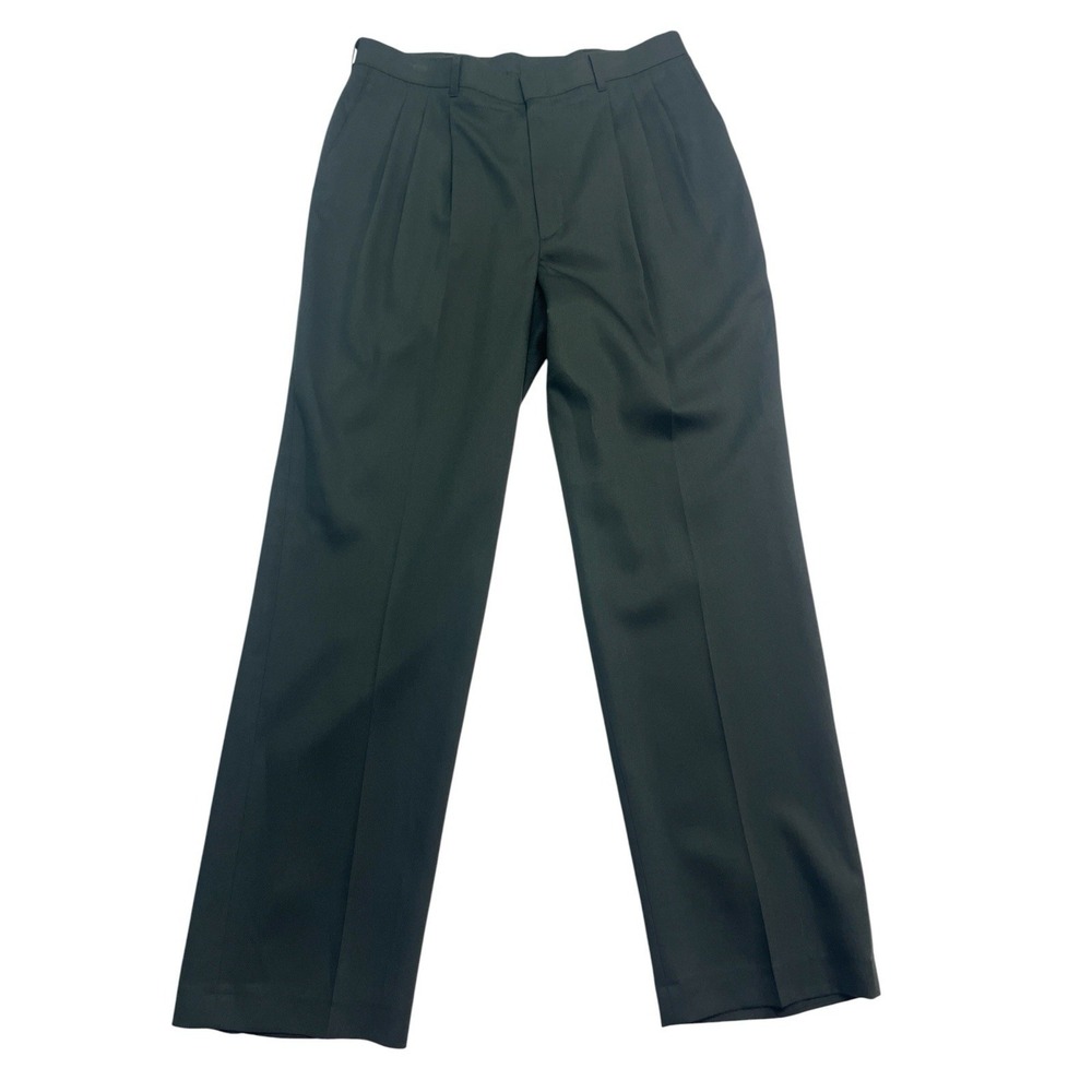 vtg 90s Haggar 34x32 Olive Green Dress Pants Trousers Pleated High Waisted USA
